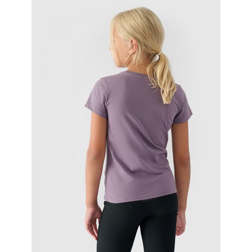 Dziewczęcy t-shirt basic 4F 4FJWMM00TTSHF1658 - fioletowy 4f Junior Sportstylestory.com