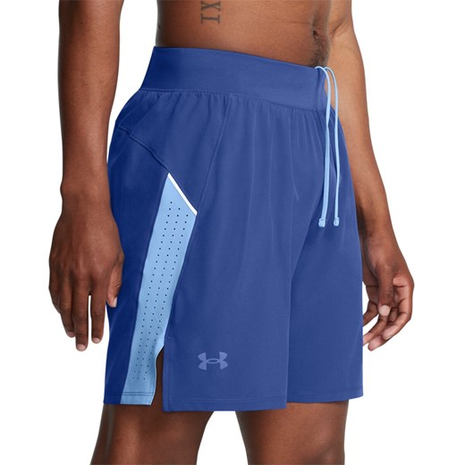 Męskie spodenki do biegania Under Armour UA Launch Pro 7\'\' Shorts - niebieskie ze sklepu Sportstylestory.com w kategorii Spodenki męskie - zdjęcie 174653505