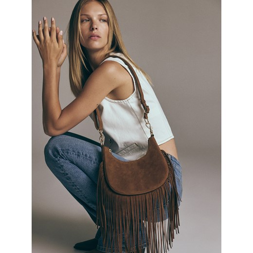 Reserved - Torebka z frędzlami - brązowy ze sklepu Reserved w kategorii Torebki damskie - zdjęcie 174653659