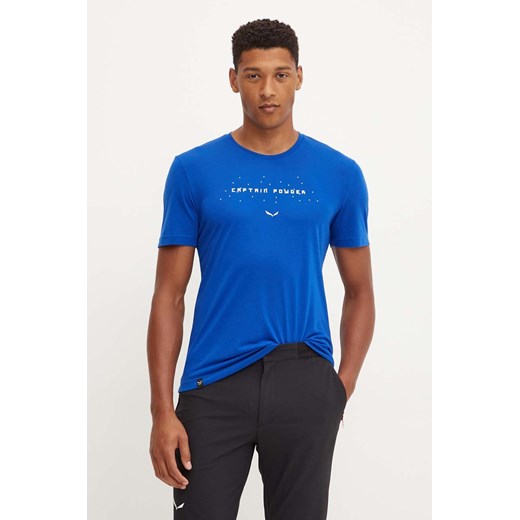 Salewa t-shirt sportowy Pure Snow Captain Dry kolor niebieski z nadrukiem 00.0000028809 ze sklepu ANSWEAR.com w kategorii T-shirty męskie - zdjęcie 174654969
