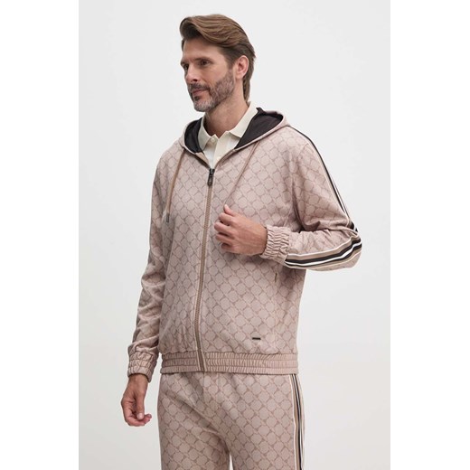 Joop! bluza męska kolor beżowy z kapturem wzorzysta 30042915 ze sklepu ANSWEAR.com w kategorii Bluzy męskie - zdjęcie 174654995