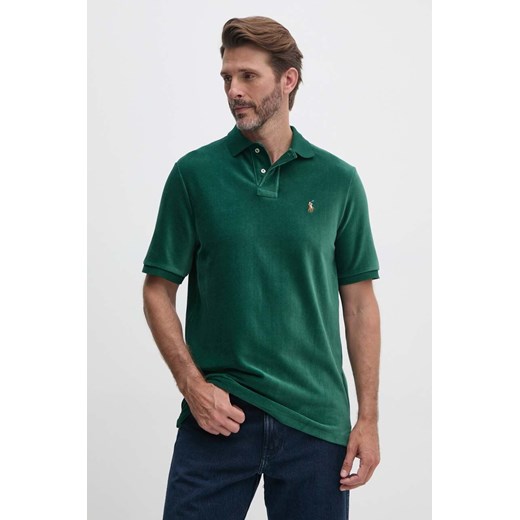 Polo Ralph Lauren polo męski kolor zielony melanżowy ze sklepu ANSWEAR.com w kategorii T-shirty męskie - zdjęcie 174655148