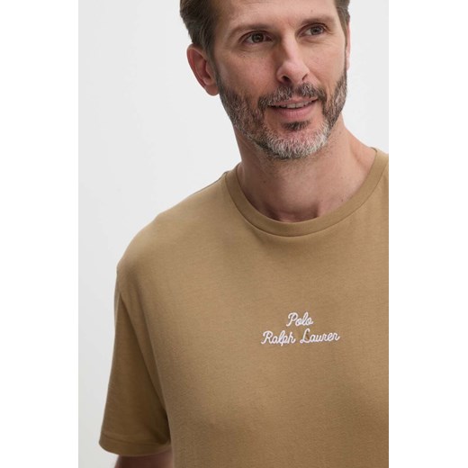 Polo Ralph Lauren t-shirt bawełniany męski kolor brązowy gładki ze sklepu ANSWEAR.com w kategorii T-shirty męskie - zdjęcie 174655168