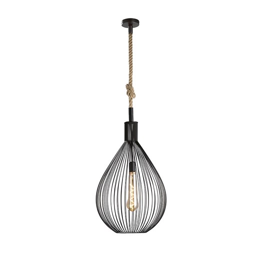 FISCHER &amp; HONSEL Lampa wisząca &quot;Rope&quot; w kolorze czarnym - wys. 140 cm x Ø 48 cm ze sklepu Limango Polska w kategorii Oświetlenie - zdjęcie 174657166