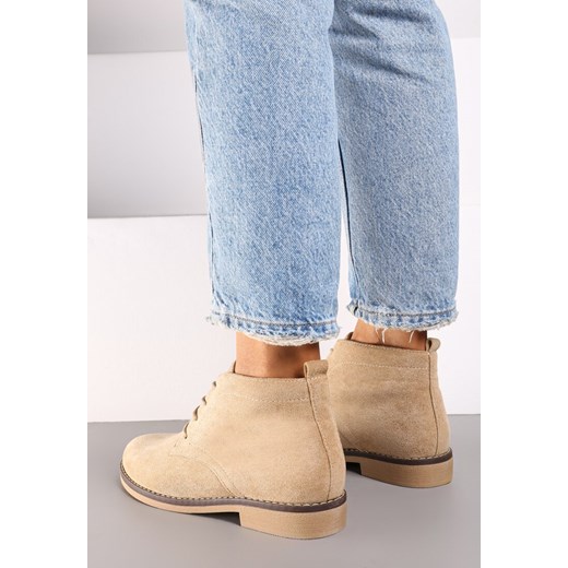 Botki Renee sznurowane płaskie casual 