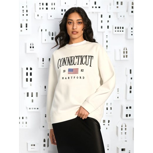 Sinsay - Bluza z długim rękawem - kremowy ze sklepu Sinsay w kategorii Bluzy damskie - zdjęcie 174659998