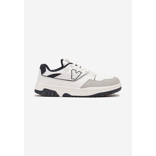 Biało-Granatowe Sznurowane Buty Sportowe z Ozdobną Naszywką Meraline ze sklepu born2be.pl w kategorii Buty sportowe męskie - zdjęcie 174660447