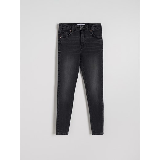 Reserved - Jeansy slim fit z wysokim stanem - szary Reserved 46 Reserved