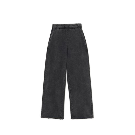 Cropp - Ciemnoszare spodnie wide leg - szary Cropp XS Cropp