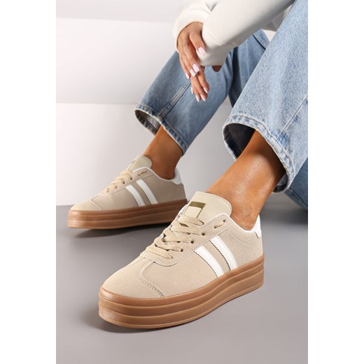 Beżowe Klasyczne Sneakersy na Niewysokiej Platformie Terilee ze sklepu renee.pl w kategorii Buty sportowe damskie - zdjęcie 174662489
