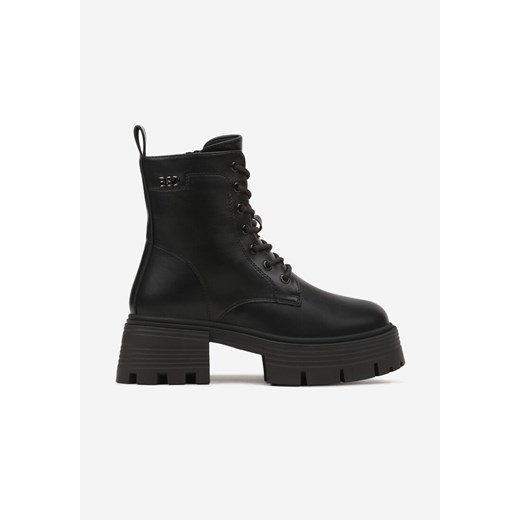 Czarne Sznurowane Botki Workery na Platformie Xaliefra 37 okazja born2be.pl
