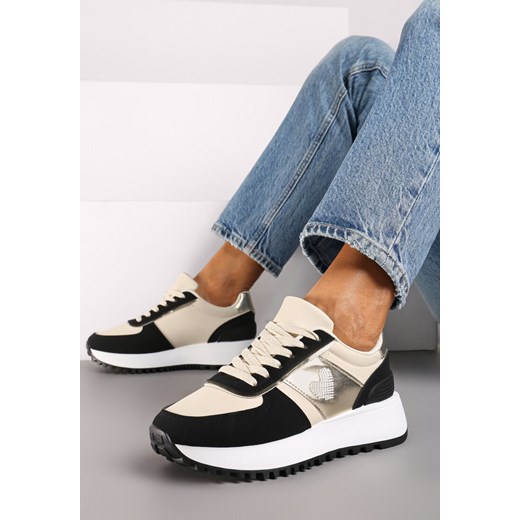 Czarne Sneakersy na Piankowej Platformie z Serduszkiem Timava ze sklepu born2be.pl w kategorii Buty sportowe damskie - zdjęcie 174663168