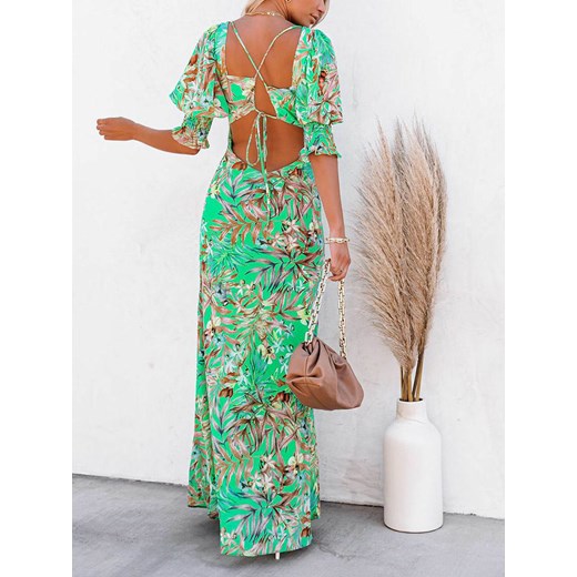 Sukienka La Angels z krótkimi rękawami w serek 