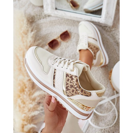 Buty sportowe damskie Royalfashion.pl sneakersy na płaskiej podeszwie wiązane