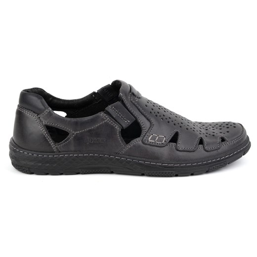 Joker Buty męskie skórzane na lato wsuwane 500J szare ze sklepu ButyModne.pl w kategorii Półbuty męskie - zdjęcie 174676339