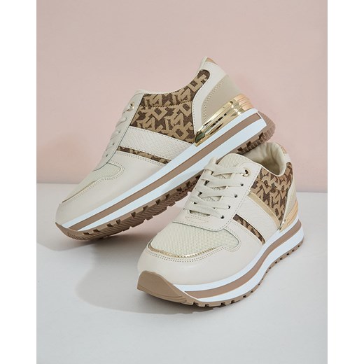 Buty sportowe damskie Royalfashion.pl sneakersy na wiosnę na płaskiej podeszwie wiązane