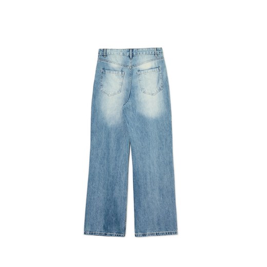 Cropp - Retro jeansy wide leg - błękitny Cropp 44 Cropp