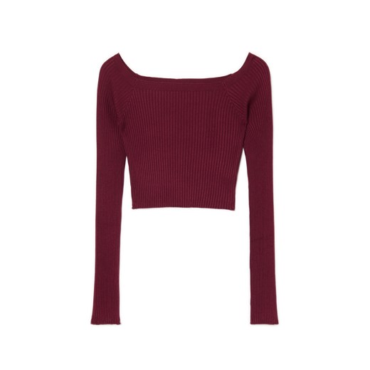Cropp - Bordowy prążkowany sweter - kasztanowy Cropp XS Cropp
