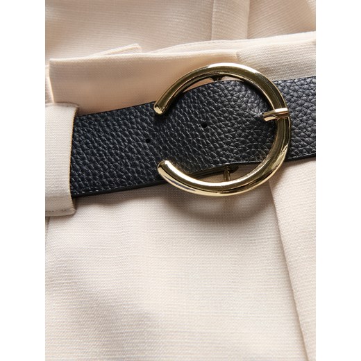 Reserved - Szerokie spodnie z paskiem - złamana biel Reserved L Reserved