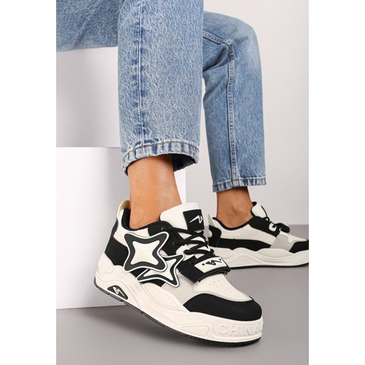 Beżowo-Czarne Sneakersy na Platformie z Grubymi Sznurowadłami i Zapięciem na Rzep Arlaia ze sklepu renee.pl w kategorii Buty sportowe damskie - zdjęcie 174680348