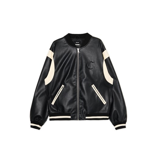 Cropp - Kurtka bomber z ekoskóry - czarny ze sklepu Cropp w kategorii Kurtki męskie - zdjęcie 174685405