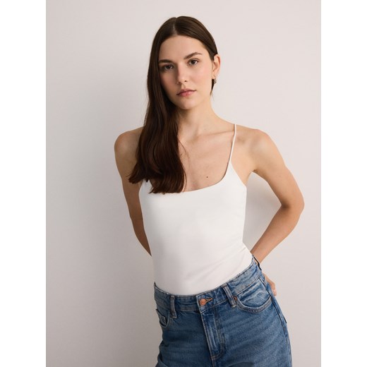 Reserved - Top na ramiączkach - złamana biel Reserved S Reserved