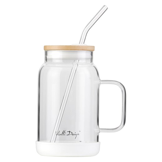 Vialli Design Szklanka w kolorze białym ze słomką - 600 ml ze sklepu Limango Polska w kategorii Szklanki - zdjęcie 174687677