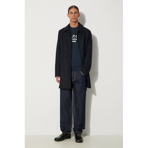 A.P.C. bluza bawełniana Rufus męska kolor granatowy z nadrukiem S PRM