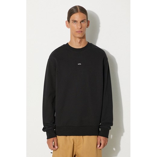 A.P.C. bluza bawełniana Sweat Steve męska kolor czarny z nadrukiem XL PRM okazyjna cena