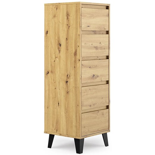 Komoda z 5 szufladami na nóżkach dąb artisan - Hallor 6X ze sklepu Edinos.pl w kategorii Komody - zdjęcie 174697117