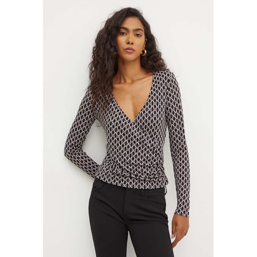Marciano Guess bluzka DORIS damska kolor czarny wzorzysta 4YGP00 6262A ze sklepu ANSWEAR.com w kategorii Bluzki damskie - zdjęcie 174701818