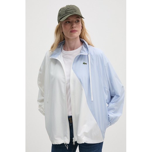 Lacoste kurtka damska kolor niebieski przejściowa oversize BF6949 ze sklepu ANSWEAR.com w kategorii Kurtki damskie - zdjęcie 174701976