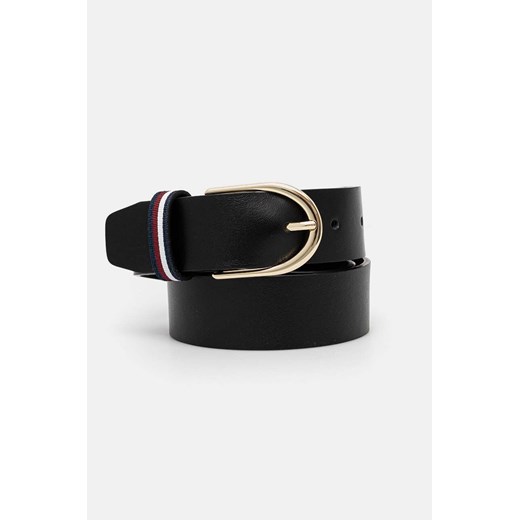 Tommy Hilfiger pasek skórzany damski kolor czarny AW0AW16596 ze sklepu ANSWEAR.com w kategorii Paski damskie - zdjęcie 174703177
