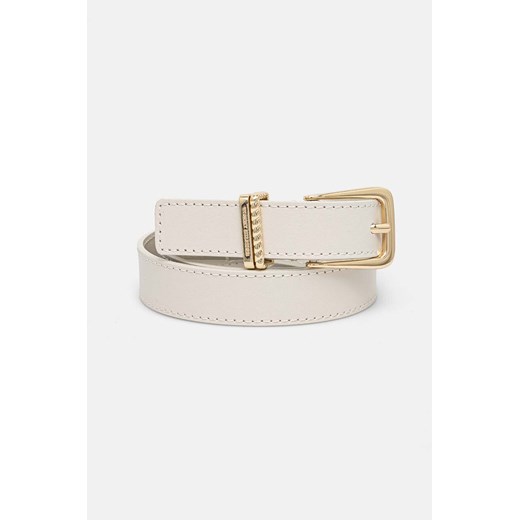 Tommy Hilfiger pasek skórzany damski kolor beżowy AW0AW16602 ze sklepu ANSWEAR.com w kategorii Paski damskie - zdjęcie 174703179