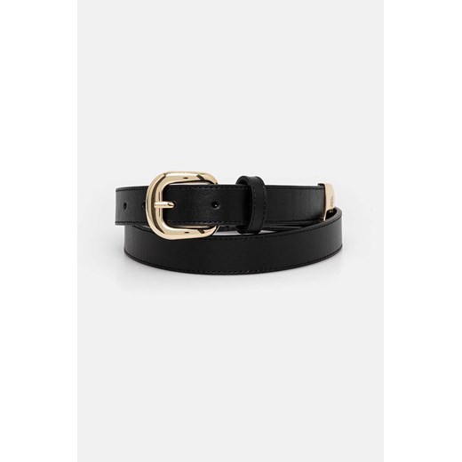 Tommy Hilfiger pasek skórzany damski kolor czarny AW0AW16603 ze sklepu ANSWEAR.com w kategorii Paski damskie - zdjęcie 174703189