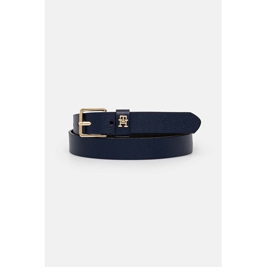 Tommy Hilfiger pasek skórzany damski kolor granatowy AW0AW16607 ze sklepu ANSWEAR.com w kategorii Paski damskie - zdjęcie 174703206