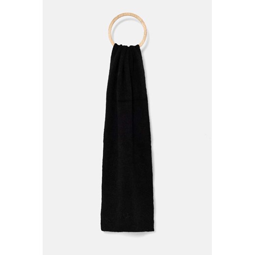Calvin Klein szalik wełniany kolor czarny gładki K60K612610 ze sklepu ANSWEAR.com w kategorii Szaliki i chusty damskie - zdjęcie 174703386