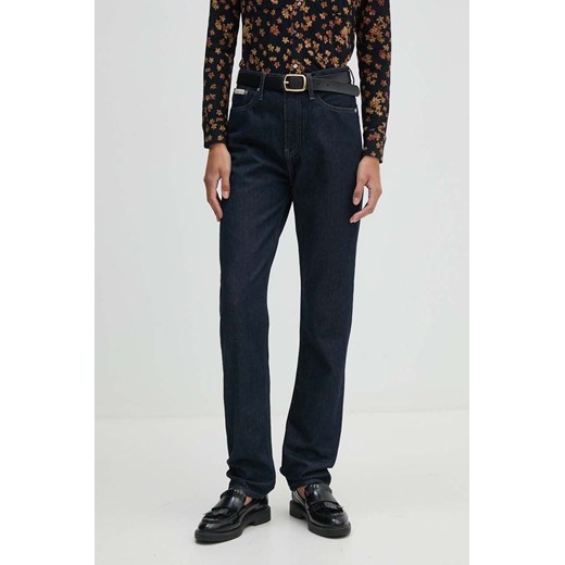 Calvin Klein Jeans jeansy damskie kolor granatowy J20J224004 ze sklepu ANSWEAR.com w kategorii Jeansy damskie - zdjęcie 174703566