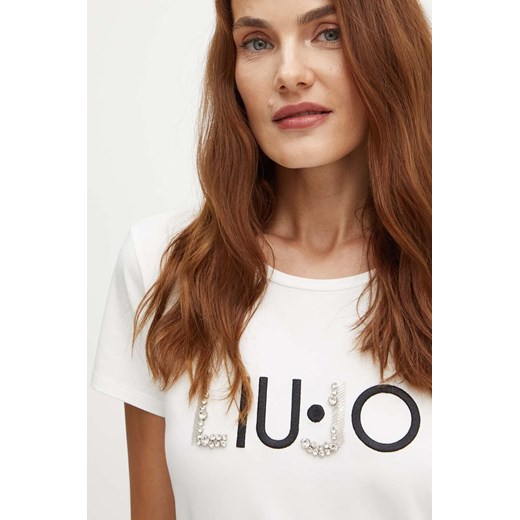 Liu Jo t-shirt damski kolor beżowy TF4312 JS088 ze sklepu ANSWEAR.com w kategorii Bluzki damskie - zdjęcie 174704059