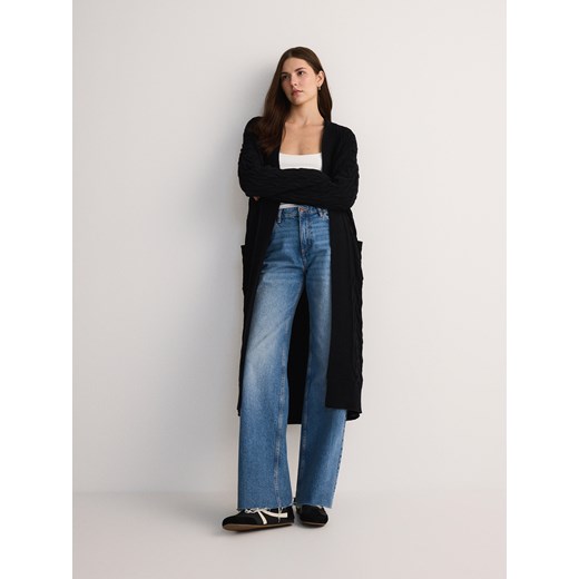 Reserved - Kardigan z wiskozą - czarny ze sklepu Reserved w kategorii Swetry damskie - zdjęcie 174706606