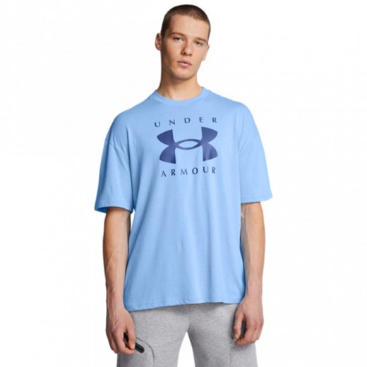 Męski t-shirt z nadrukiem Under Armour UA M Hw Os Branded Ss - niebieski ze sklepu Sportstylestory.com w kategorii T-shirty męskie - zdjęcie 174707317
