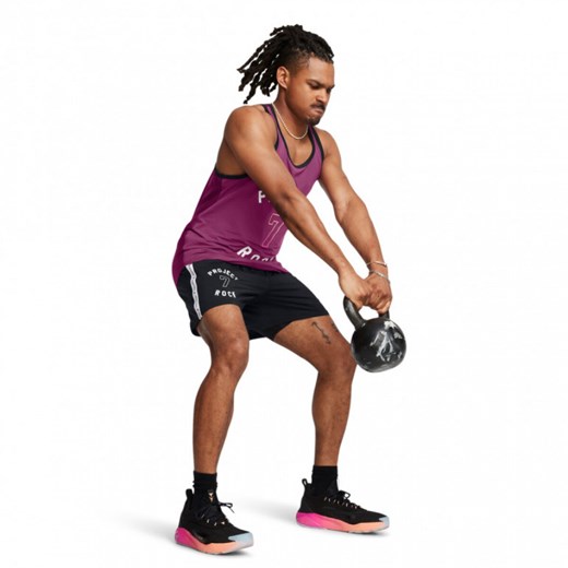 Męskie spodenki treningowe Under Armour Project Rock Mesh Short Boh - czarne ze sklepu Sportstylestory.com w kategorii Spodenki męskie - zdjęcie 174707399