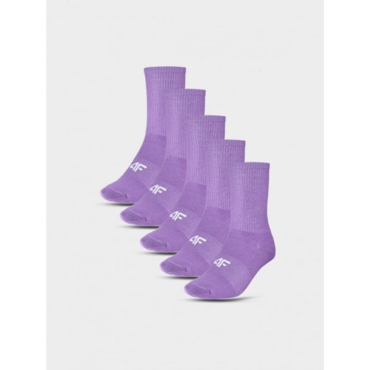 Dziecięce skarpetki (5-pack) 4F 4FJWMM00USOCU294 - fioletowe ze sklepu Sportstylestory.com w kategorii Skarpetki dziecięce - zdjęcie 174709049