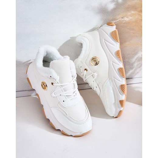 Royalfashion.pl buty sportowe damskie sneakersy białe sznurowane 