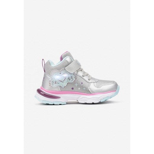 Granatowe Płaskie Buty Sportowe Sneakersy z Ledami i Aplikacją Serca Eriaianne ze sklepu born2be.pl w kategorii Buty sportowe dziecięce - zdjęcie 174713926