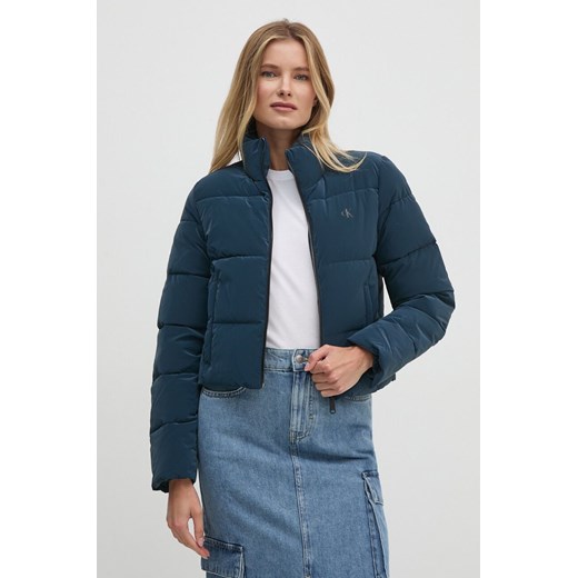 Calvin Klein Jeans kurtka damska kolor niebieski zimowa J20J224428 ze sklepu ANSWEAR.com w kategorii Kurtki damskie - zdjęcie 174714165