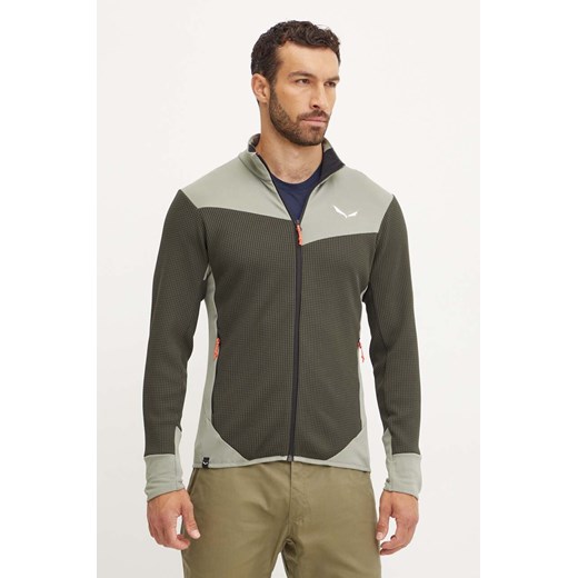 Salewa bluza sportowa Puez Waffle Hybrid kolor zielony gładka 00-0000028859 ze sklepu ANSWEAR.com w kategorii Bluzy męskie - zdjęcie 174714367
