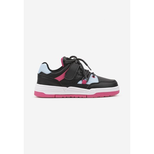 Czarno-Niebieskie Płaskie Buty Sportowe Sneakersy na Rzep z Geometrycznym Wzorem i Sznurowaniem Terevan ze sklepu born2be.pl w kategorii Buty sportowe dziecięce - zdjęcie 174716328
