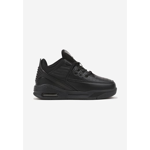 Czarne Płaskie Buty Sportowe Sneakersy za Kostkę z Perforacją i Tłoczeniem Neritha ze sklepu born2be.pl w kategorii Buty sportowe dziecięce - zdjęcie 174717787