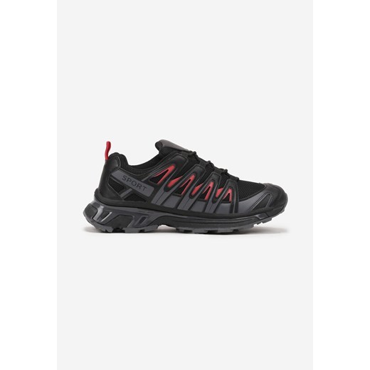 Czarno-Czerwone Płaskie Sznurowane Buty Sportowe Sneakersy z Ozdobnymi Paskami Nerades ze sklepu born2be.pl w kategorii Buty sportowe męskie - zdjęcie 174717847